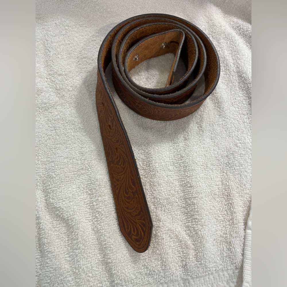 JUSTIN brown tooled leather belt - 42